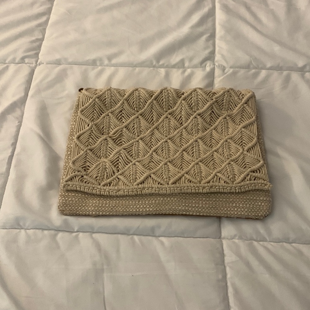 Crocheted Clutch/Crossbody, Beige/Tan